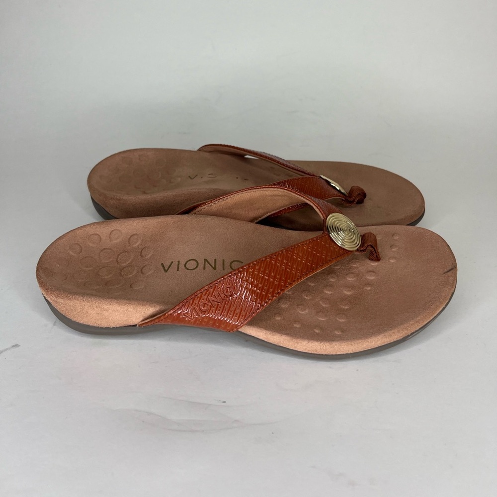 Vionic Women's Hilda Sandal Size 36 US 5 Woven Thong Slide Leather Comfort